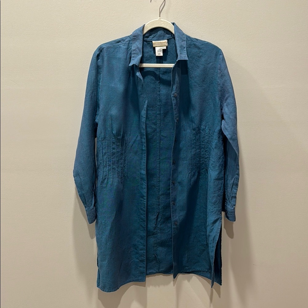 Coldwater Creek Teal Linen Top